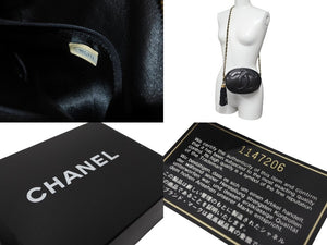 CHANEL シャネル チェーンショルダーバッグ ココマーク フリンジ 1番台 カーフスキン ブラック ゴールド金具 美品 中古 64309