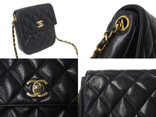 Load image into Gallery viewer, CHANEL シャネル チェーンショルダーバッグ 縦型 1番台 ラムスキン ブラック ゴールド金具 良品 中古 64310