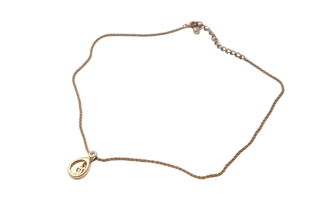 Christian Dior クリスチャンディオール ネックレス ヴィンテージ ラインストーン メタル 全長44cm 重量8g 美品 中古 64325