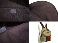 画像をギャラリービューアに読み込む, GUCCI グッチ リュック バックパック シェリーライン GGキャンバス 190278 ベージュ レザー シルバー金具 良品 中古 64328 