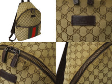 画像をギャラリービューアに読み込む, GUCCI グッチ リュック バックパック シェリーライン GGキャンバス 190278 ベージュ レザー シルバー金具 良品 中古 64328 