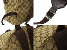 画像をギャラリービューアに読み込む, GUCCI グッチ リュック バックパック シェリーライン GGキャンバス 190278 ベージュ レザー シルバー金具 良品 中古 64328 