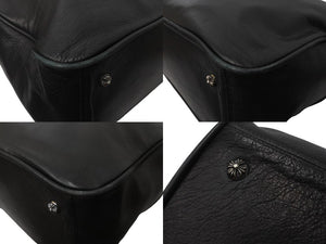 CHROME HEARTS クロムハーツ ラージクロス ボストンバッグ ダガーファスナー レザー ブラック シルバー金具 美品 中古 64342