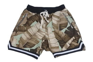 Jungle gurl/Jungle gurl ジャングル ヤシの葉総柄 ショートパンツ カーキ ブラウン サイズ L 美品 中古 64345