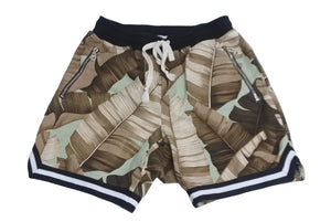 Jungle gurl/Jungle gurl ジャングル ヤシの葉総柄 ショートパンツ カーキ ブラウン サイズ L 美品 中古 64345