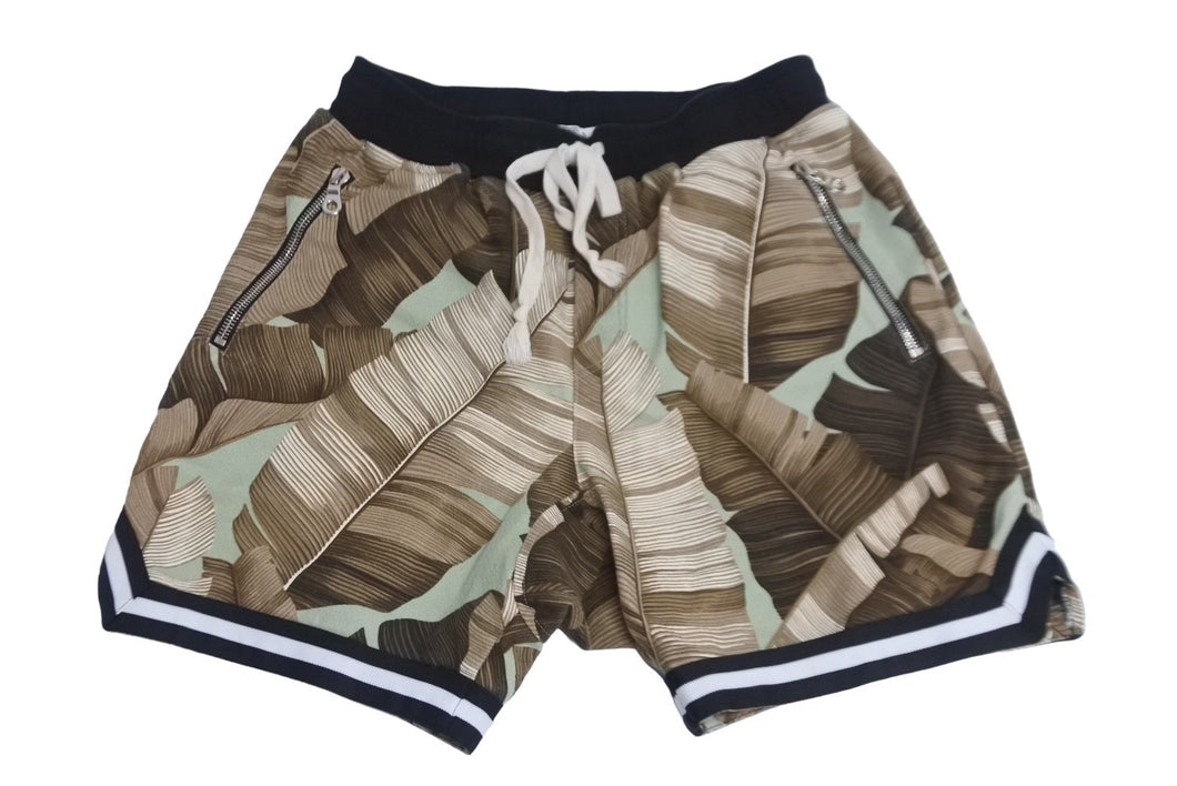 Jungle gurl/Jungle gurl ジャングル ヤシの葉総柄 ショートパンツ カーキ ブラウン サイズ L 美品 中古 64345
