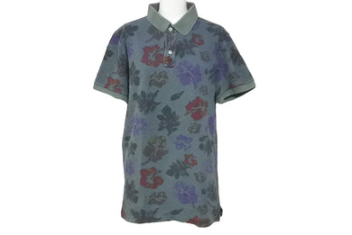 Glacon グラソン ポロシャツ トップス 花柄 イタリア製 コットン カーキ レッド パープル サイズ48 美品 中古 64347