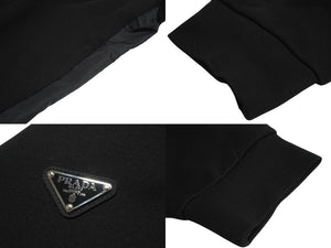 極美品 PRADA プラダ テクニカルコットンスウェットシャツ トライアングルロゴ UJL30A 11OQ ブラック サイズXXL 中古 64351