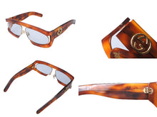 Load image into Gallery viewer, GUCCI グッチ オーバル サングラス GG0233S 長方形 プラスチック オレンジ ブラウン ゴールド金具 美品 中古 64371