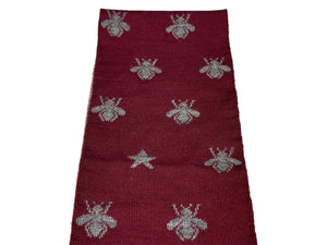 GUCCI グッチ ビー&amp;スター エンブロイダリー ストール スカーフ 18AW ウール グレー レッド 美品 中古 64373 