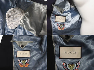 GUCCI グッチ テーラードジャケット フリンジ ネイビー 438319 Z592B サイズ7-46R 美品 中古 64379