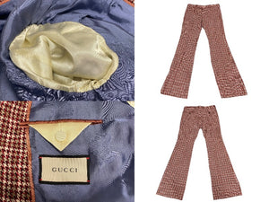 極美品 GUCCI グッチ セットアップ サイズ46 ジャケット トラウザーズ 242U05 758PF2 ツイードウール マルチカラー 中古 64380 