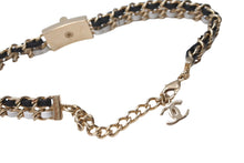 画像をギャラリービューアに読み込む, CHANEL シャネル ネックレス チョーカー 822A ターンロック ココマーク 822A ブラック ホワイト ゴールド 美品 中古 64382