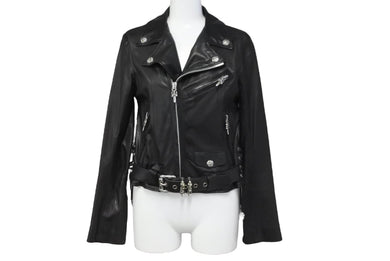極美品 CHROME HEARTS クロムハーツ ライダースジャケット JJDEAN 新型 JJディーン ブラック 羊革 サイズS 中古 64391
