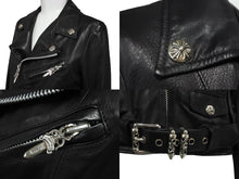 Load image into Gallery viewer, 極美品 CHROME HEARTS クロムハーツ ライダースジャケット JJDEAN 新型 JJディーン ブラック 羊革 サイズS 中古 64391