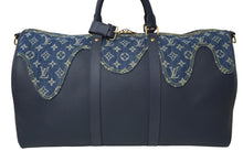Load image into Gallery viewer, 極美品 LOUIS VUITTON ルイヴィトン NIGO キーポルバンドリエール50 ボストンバッグ M45975 デニム レザー ネイビー 中古64397