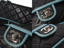 Load image into Gallery viewer, CHANEL シャネル マトラッセ25 ダブルフラップ チェーンショルダーバッグ 11番台 ラムスキン ブラック ブルー 良品 中古 64399
