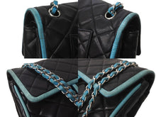 Load image into Gallery viewer, CHANEL シャネル マトラッセ25 ダブルフラップ チェーンショルダーバッグ 11番台 ラムスキン ブラック ブルー 良品 中古 64399