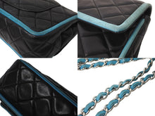 Load image into Gallery viewer, CHANEL シャネル マトラッセ25 ダブルフラップ チェーンショルダーバッグ 11番台 ラムスキン ブラック ブルー 良品 中古 64399