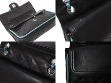 Load image into Gallery viewer, CHANEL シャネル マトラッセ25 ダブルフラップ チェーンショルダーバッグ 11番台 ラムスキン ブラック ブルー 良品 中古 64399