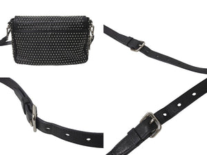 PRADA プラダ メッセンジャーバッグ ショルダーバッグ BT861S スタッズ ソフトカーフレザー シルバー金具 ブラック 美品 中古 64402 
