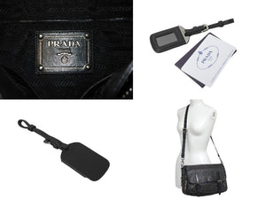 PRADA プラダ メッセンジャーバッグ ショルダーバッグ BT861S スタッズ ソフトカーフレザー シルバー金具 ブラック 美品 中古 64402 