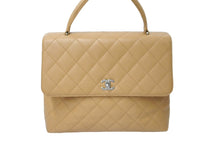 Load image into Gallery viewer, CHANEL シャネル マトラッセ ケリー型 トップハンドルバッグ ハンドバッグ 6番台 キャビアスキン ベージュ 美品 中古 64407