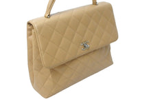 Load image into Gallery viewer, CHANEL シャネル マトラッセ ケリー型 トップハンドルバッグ ハンドバッグ 6番台 キャビアスキン ベージュ 美品 中古 64407