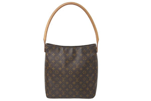 LOUIS VUITTON ルイヴィトン ルーピングGM ハンドバッグ モノグラムキャンバス M51145 ブラウン 美品 中古 64409