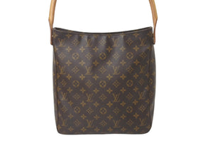 LOUIS VUITTON ルイヴィトン ルーピングGM ハンドバッグ モノグラムキャンバス M51145 ブラウン 美品 中古 64409
