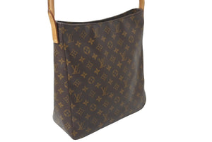 LOUIS VUITTON ルイヴィトン ルーピングGM ハンドバッグ モノグラムキャンバス M51145 ブラウン 美品 中古 64409
