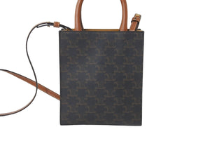 CELINE セリーヌ ショルダーバッグ ミニ バーティカル トリオンフ キャンバス ブラウン 194372BZK.04LU ロゴプリント 美品 中古 64414
