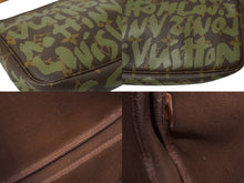 Load image into Gallery viewer, [USED/中古]LOUIS VUITTON ルイ・ヴィトン アクセサリーポーチ ポシェット アクセソワール ブラウン グリーン ヌメ革 モノグラムグラフィティ M92191 ゴールド金具 Bランク 中古 64417