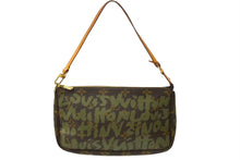 Load image into Gallery viewer, [USED/中古]LOUIS VUITTON ルイ・ヴィトン アクセサリーポーチ ポシェット アクセソワール ブラウン グリーン ヌメ革 モノグラムグラフィティ M92191 ゴールド金具 Bランク 中古 64417