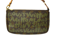 Load image into Gallery viewer, [USED/中古]LOUIS VUITTON ルイ・ヴィトン アクセサリーポーチ ポシェット アクセソワール ブラウン グリーン ヌメ革 モノグラムグラフィティ M92191 ゴールド金具 Bランク 中古 64417