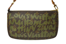 Load image into Gallery viewer, [USED/中古]LOUIS VUITTON ルイ・ヴィトン アクセサリーポーチ ポシェット アクセソワール ブラウン グリーン ヌメ革 モノグラムグラフィティ M92191 ゴールド金具 Bランク 中古 64417
