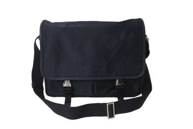 PRADA プラダ メッセンジャーバッグ ショルダーバッグ VA0768 ネイビー ナイロンロゴ シルバー金具 美品 中古 64420 