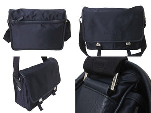 PRADA プラダ メッセンジャーバッグ ショルダーバッグ VA0768 ネイビー ナイロンロゴ シルバー金具 美品 中古 64420 