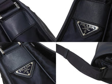 画像をギャラリービューアに読み込む, PRADA プラダ メッセンジャーバッグ ショルダーバッグ VA0768 ネイビー ナイロンロゴ シルバー金具 美品 中古 64420 