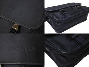 PRADA プラダ メッセンジャーバッグ ショルダーバッグ VA0768 ネイビー ナイロンロゴ シルバー金具 美品 中古 64420 