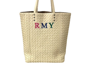 BOTTEGAVENETA ボッテガヴェネタ トートバッグ イントレチャート イニシャル入り アイボリー ブラック金具 レザー 美品 中古 64421