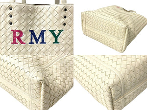 BOTTEGAVENETA ボッテガヴェネタ トートバッグ イントレチャート イニシャル入り アイボリー ブラック金具 レザー 美品 中古 64421