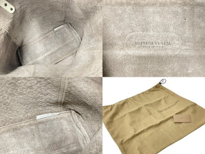 BOTTEGAVENETA ボッテガヴェネタ トートバッグ イントレチャート イニシャル入り アイボリー ブラック金具 レザー 美品 中古 64421