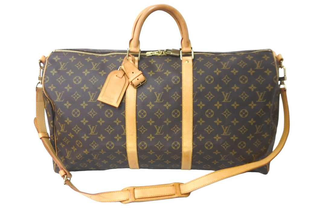 LOUIS VUITTON ルイヴィトン キーポルバンドリエール55 ボストンバッグ M41414 モノグラム PVC レザー ブラウン 美品 中古 64423
