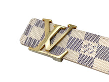 画像をギャラリービューアに読み込む, 極美品 LOUIS VUITTON ルイ ヴィトン サンチュール イニシャル レザーベルト M9609 ダミエアズール サイズ80/32 ゴールド金具 中古 64425