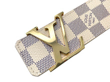画像をギャラリービューアに読み込む, 極美品 LOUIS VUITTON ルイ ヴィトン サンチュール イニシャル レザーベルト M9609 ダミエアズール サイズ80/32 ゴールド金具 中古 64425
