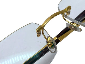 Cartier カルティエ リムレス スクエア 眼鏡フレーム メガネ 度入り フランス製 GP ゴールド ブラック ◻︎18 良品 中古 64429