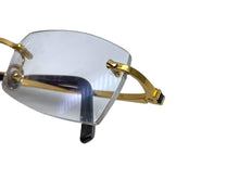 Load image into Gallery viewer, Cartier カルティエ リムレス スクエア 眼鏡フレーム メガネ 度入り フランス製 GP ゴールド ブラック ◻︎18 良品 中古 64429