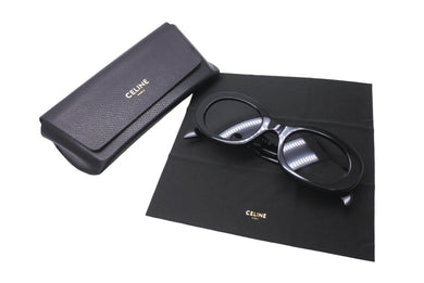 極美品 CELINE セリーヌ サングラス トリオンフ オーバル 52◻︎22 145 CL40194U 01A アセテート ブラック ゴールド金具 中古 64431