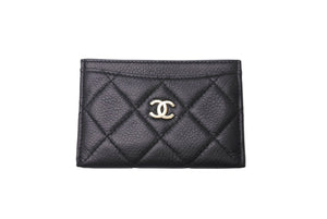 CHANEL シャネル カードケース マトラッセ ココマーク 11番台 2007年 キャビアスキン ブラック ゴールド金具 美品 中古 64432